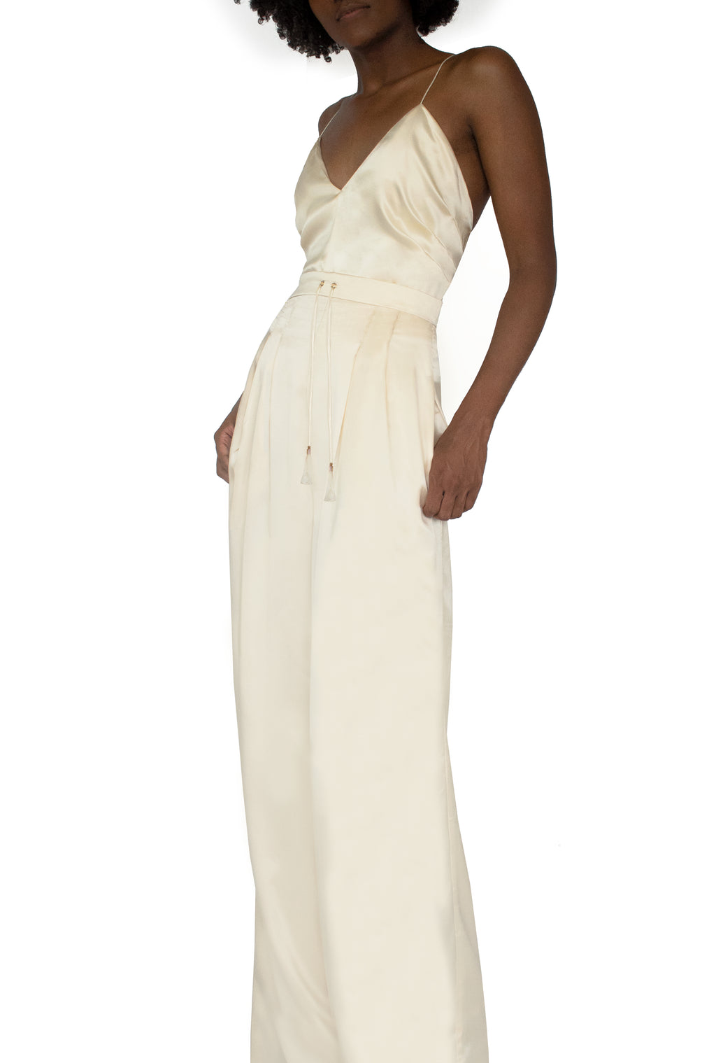 Cecily Two-piece Cream Jumpsuit with Tassels - KxLNewYork
